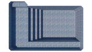 Desenho técnico do modelo 1 de piscina de vinil da Ramiro Piscinas